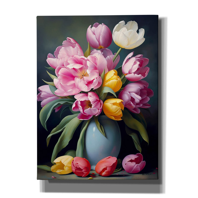 Art mural sur toile Winston Porter «Tulips In Pots» par Momart, H 54 po x l 40 po x P 1,5 po