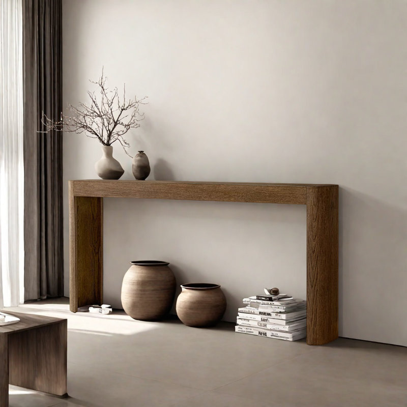 Rural Retro Minimalist Art Console Table, Brown