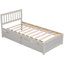 Lit simple avec 2 tiroirs au fini blanc délavé - Fabrication en bois d'hévéa robuste pour une chambre à coucher. Refonte moderne des espaces de rangement efficaces et de qualité.-366066874