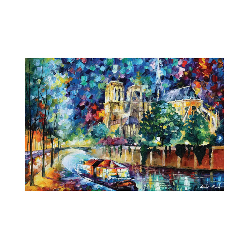 «River of Paris» par Leonid Afremov, reproduction d'art sur toile tendue, H 18 po x l 26 po x P 1,5 po, Toile tendue