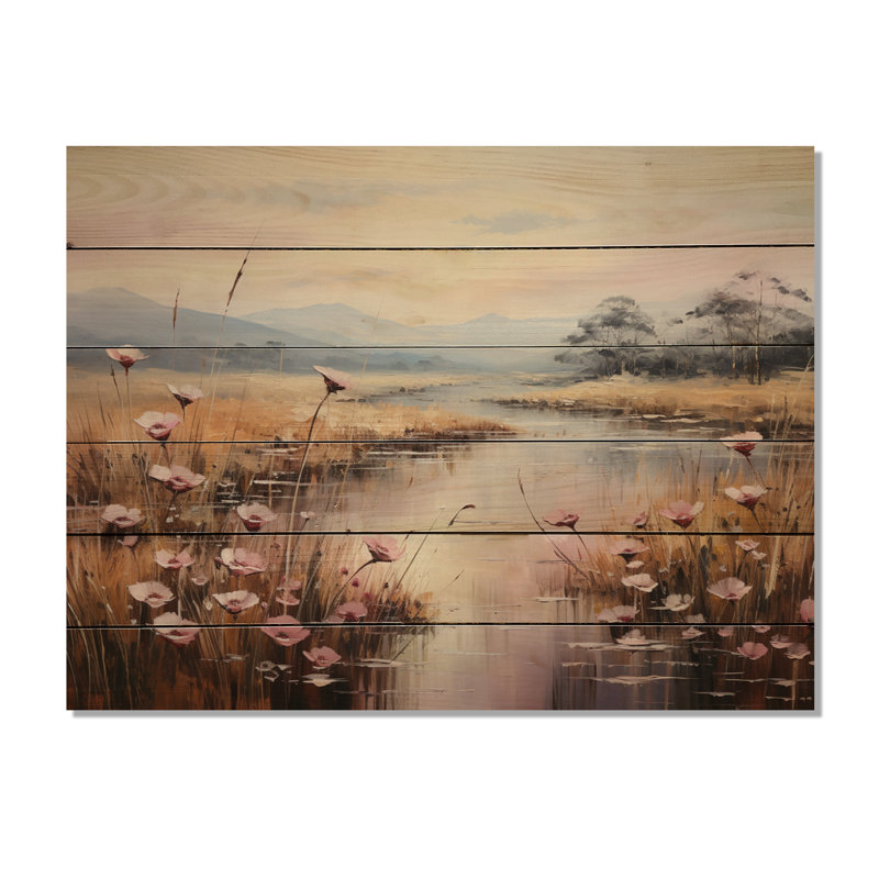 «Meadow Serene Morning» sur bois, H 10 po x l 20 po x P 0,78 po