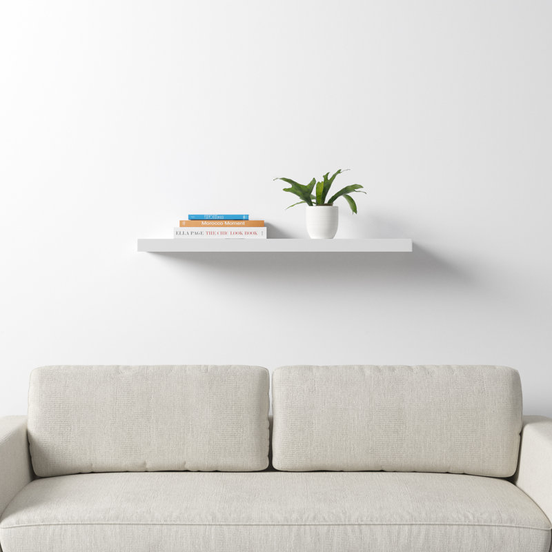 Tablette flottante en bois manufacturé Sherice, H 1,97 po x l 43,21 po x P 10,24 po, Blanc