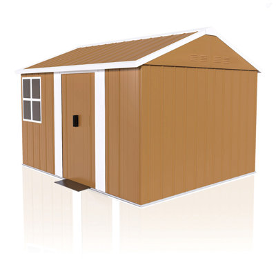 8X10 FT Heavy-Duty Metal Storage Shed With Windows, Lockable Door & Ventilation - Weatherproof Outdoor Garden Shed For Backyard, Lawn, And Tool Organization,Without Floor