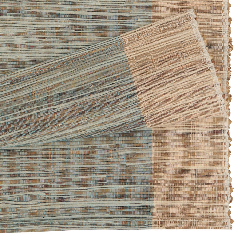 Turquoise and Beige Water Hyacinth Table Runner