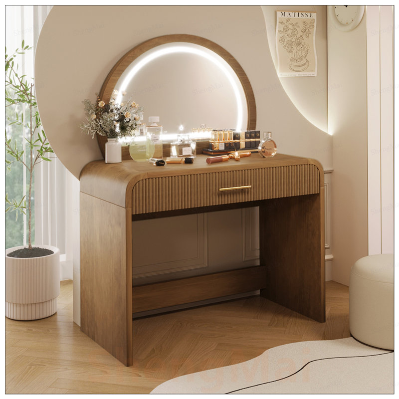 Élégante coiffeuse avec éclairage à DEL et écran tactile, tiroir spacieux pour le rangement et l'organisation de la chambre à coucher
