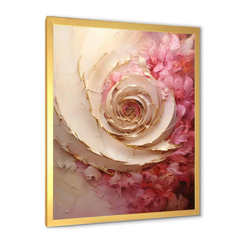 «Beige, rose, minimalisme, spirales de poteries II», reproduction abstraite sur toile_106140, H 40 po x l 30 po x P 1,5 po