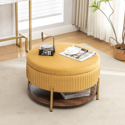Charyn Upholstered Round Storage Ottoman
