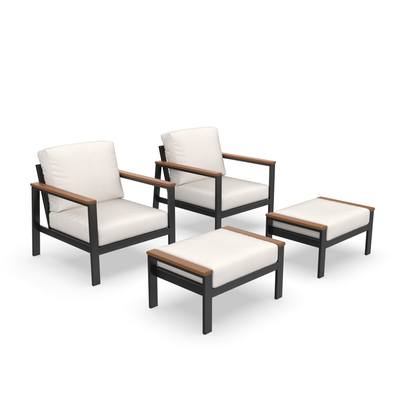 Townsend Patio Chair Sunbrella® Cushions and Ottoman, Sunbrella Canvas Natural