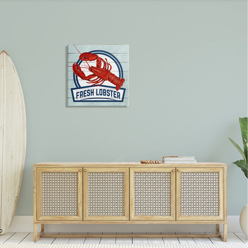 Maison de plage rustique à motif de grain de homard frais par Kim Allen - Publicité, H 24 po x l 24 po x P 1,5 po