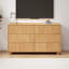 Commode cannelée 47,3 po à 6 tiroirs, commode en bois avec rebond