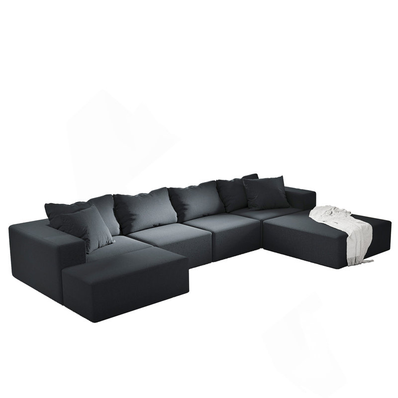 Versatile Modular Sectional Sofa Set For Stylish Living Rooms And Bedrooms, Black Chenille