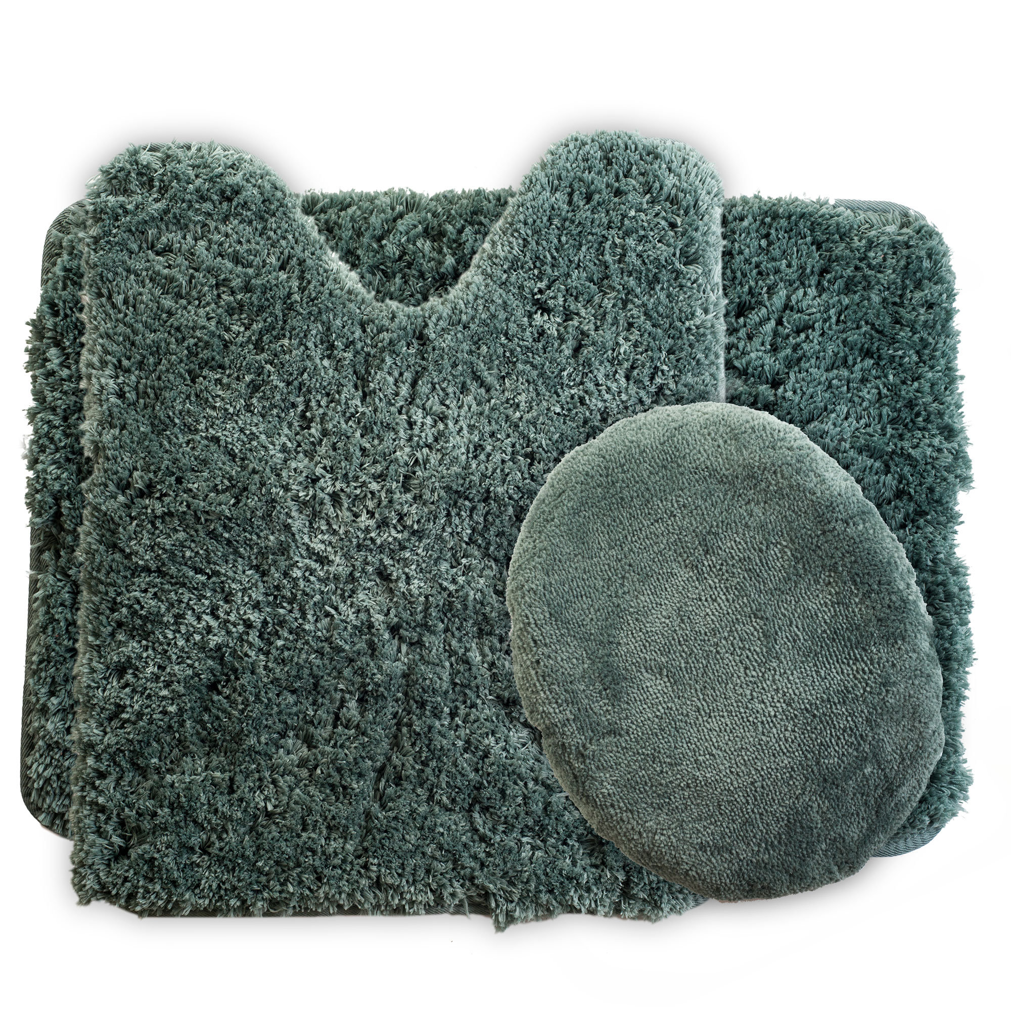 Lavish Home 3-Piece Bathroom Rug – Non-Slip Bath Mat Set with Rug, Contour, and Toilet Lid Cover | Wayfair