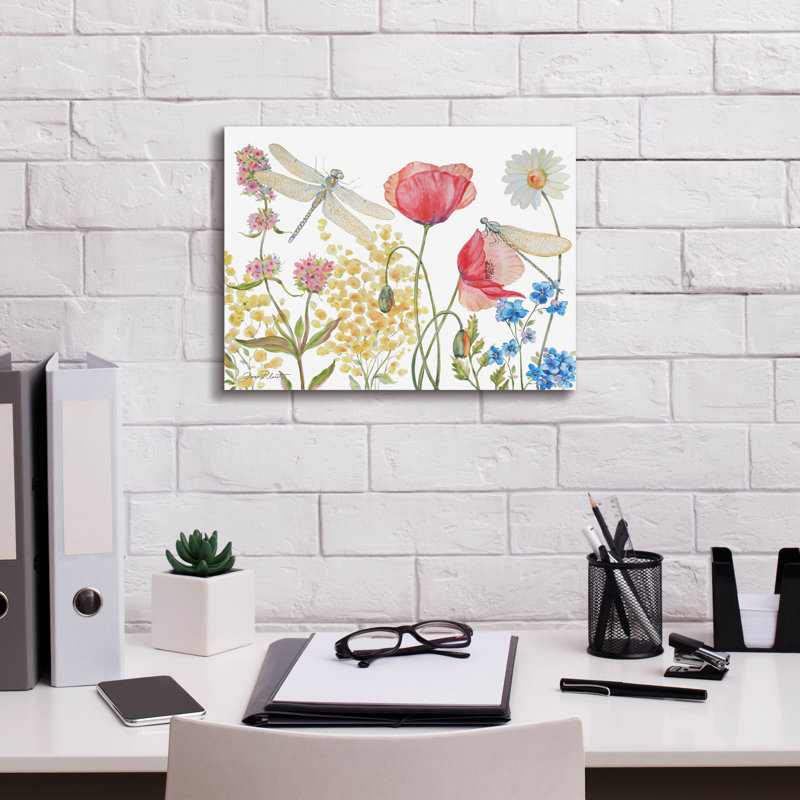  'Dragonfly Garden Delight B' by Jean Plout Canvas Wall Art, 16" x 12"