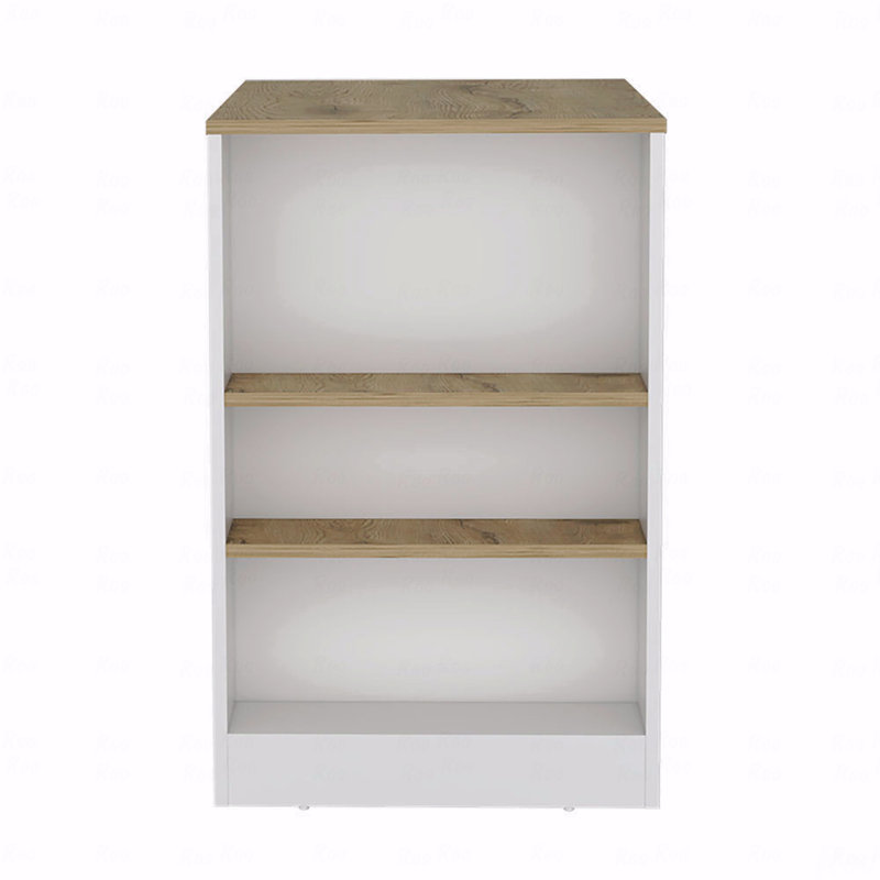 Kitchen Island With 3-Side Shelves, White