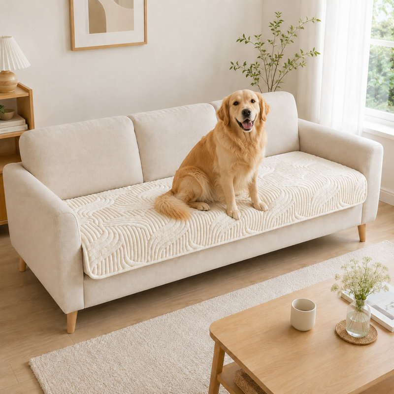 Housse de coussin à poils longs 1 pièce, housse de coussin de siège de canapé, housse de coussin lavable antidérapante - 70,9 po x 30,4 po