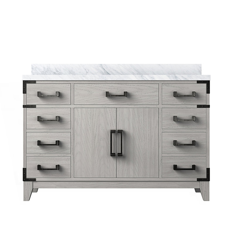 48 po X P 22 po D Meuble-lavabo simple avec comptoir en marbre de Carrare