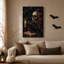 Art mural sur toile Halloween corbeau foncé et crâne avec des roses rouges-998955528