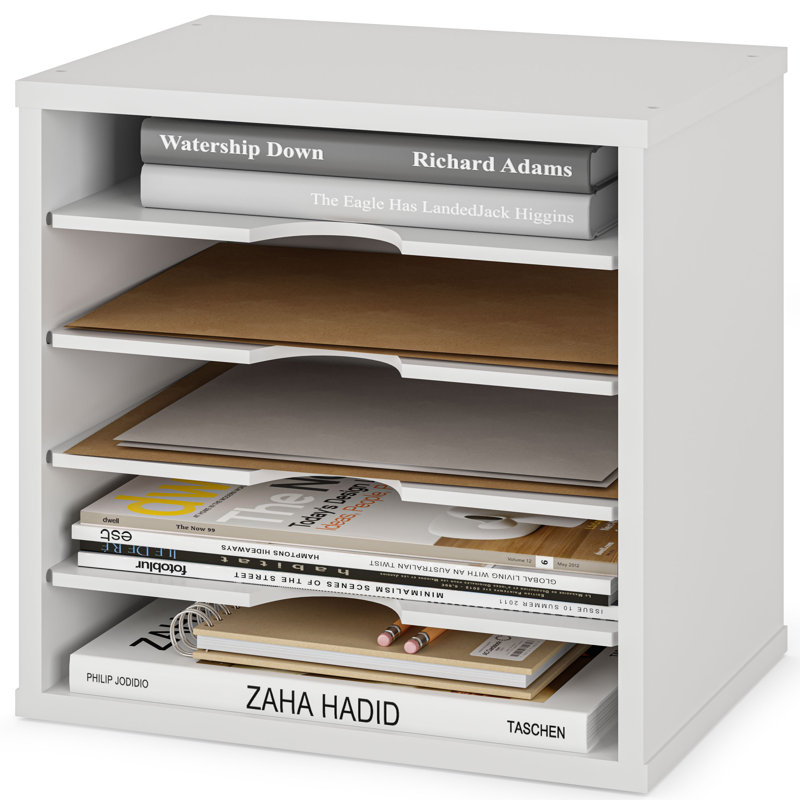 Logan Stackable 5-Tier Paper, Mail and File Organizer, White