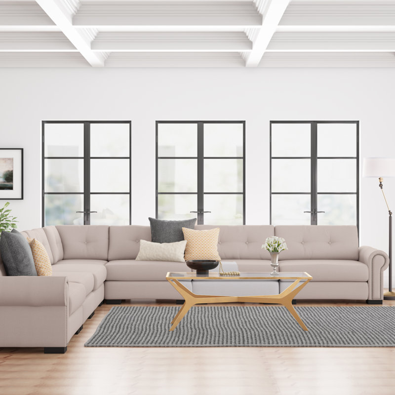 Mosely Upholstered L-Shaped Sectional Symmetrical, Grey Revolution®