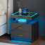 Motion Sensor RGB Light Bedside Table with Tempered Glass Top and Wireless Charging Station-598263214