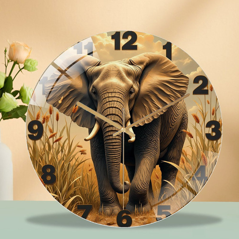 Horloge murale éléphant, horloge murale 12 po