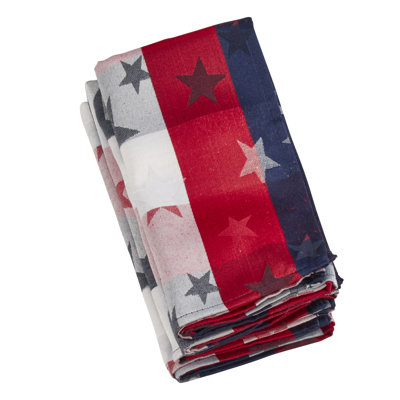Patriotic Stars & Checkered Napkin – Americana Table Linen for Fourth of July, Independence Day & Holiday Entertaining, 20"x20"