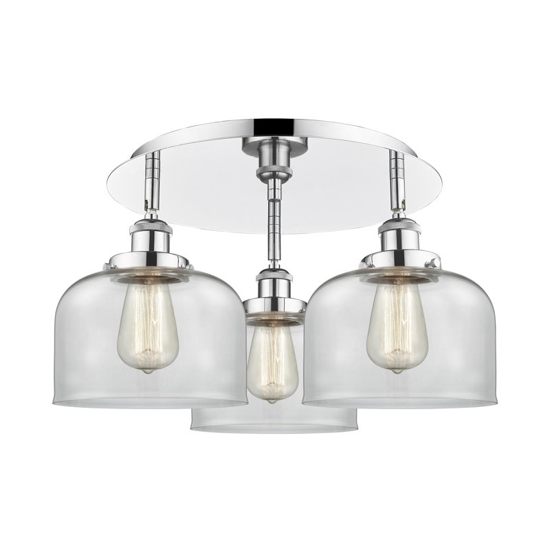 Bejtullah Glass Flush Mount, Clear, Polished Chrome