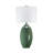 3-way Green Ceramic Table Lamp With White Drum Shade