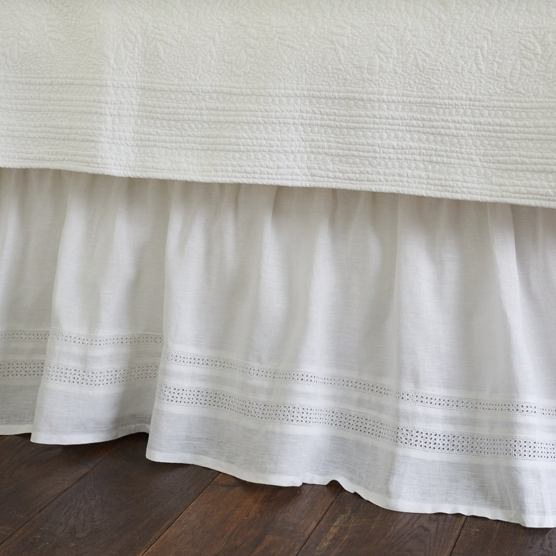 Dorset White Linen Bed Skirt, Full