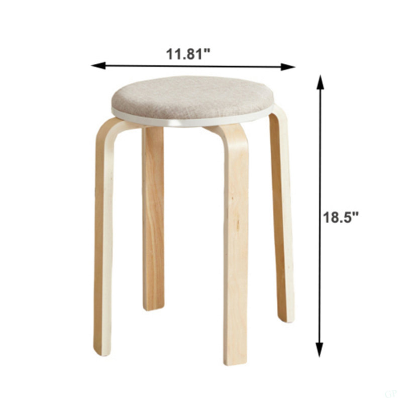 Set Of 4 Stackable Stools, Stackable Bentwood Stools, Round Backless Chairs For Dining Room, Kitchen, Classroom