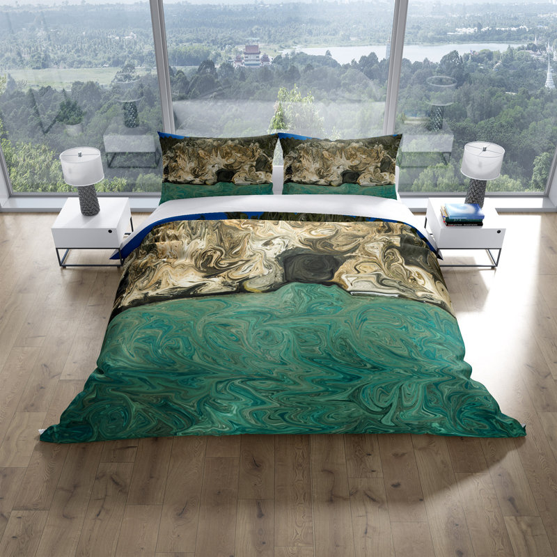 Ensemble de housse de couette Caribbean Waters Cliff Cave, Housse de couette simple + 1 taie décorative
