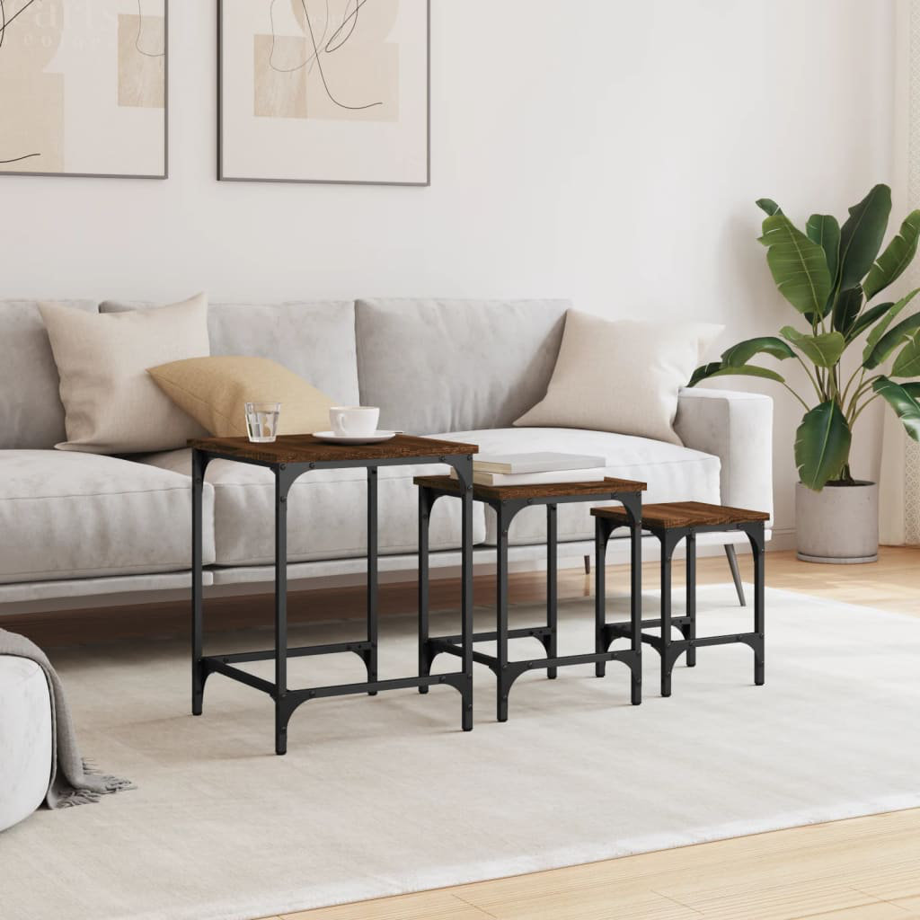 Vidaxl Nesting Coffee Tables 3 Pcs Grey Sonoma Engineered Wood