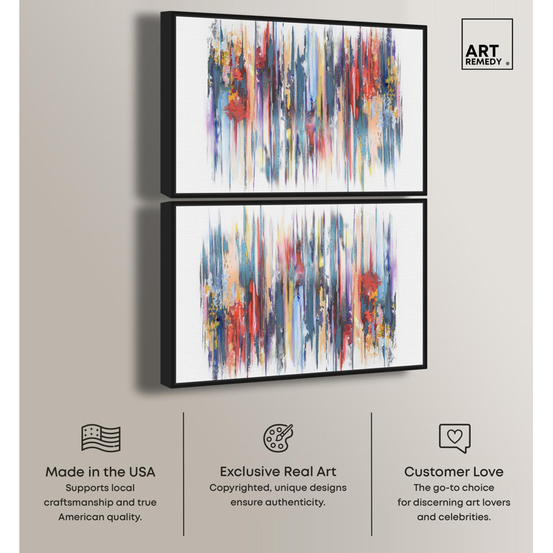 Vibrant Reverie Reflections Set Canvas Contemporary Art by Art Remedy, Black Floater Framed, 11" H x 16" W