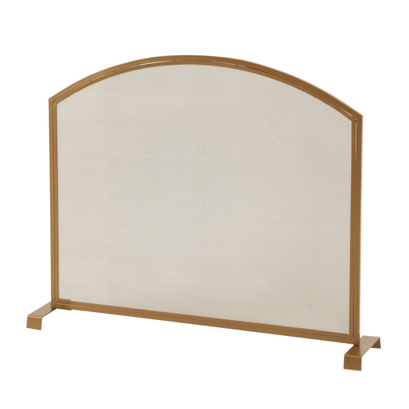 Pare-étincelles autoportantes en métal noir à sommet arqué, 96,5 cm L x 78,7 cm H, pour foyers à bois d'intérieur, Silver