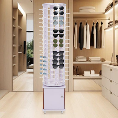Rotating Glasses Storage Display Stand for 108 Pairs of Eyeglasses, Modern Sunglasses Storage Organizer, Commercial Eyewear Hanging Rack