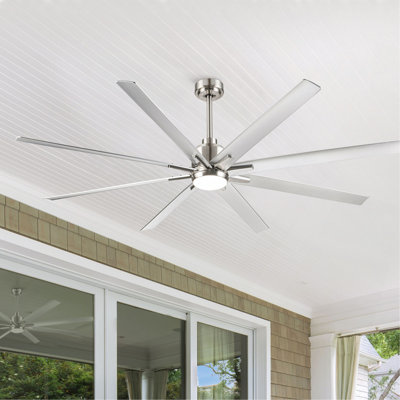 Ventilateur de plafond intelligent 72 po avec pales argentées au fini nickel brossé Smart