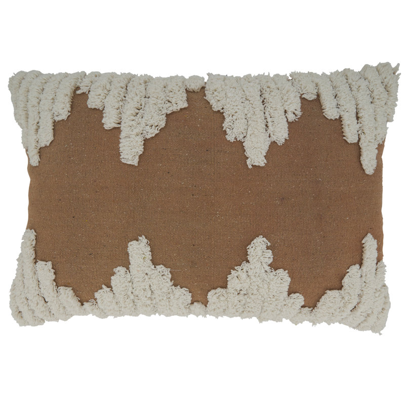 Tufted Beige and White Cotton Decorative Pillow Cover