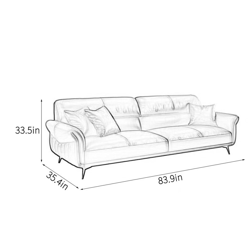 Canapé de bureau moderne et confortable, 3, H 33,5 po x l 83,9 po x P 35,4 po