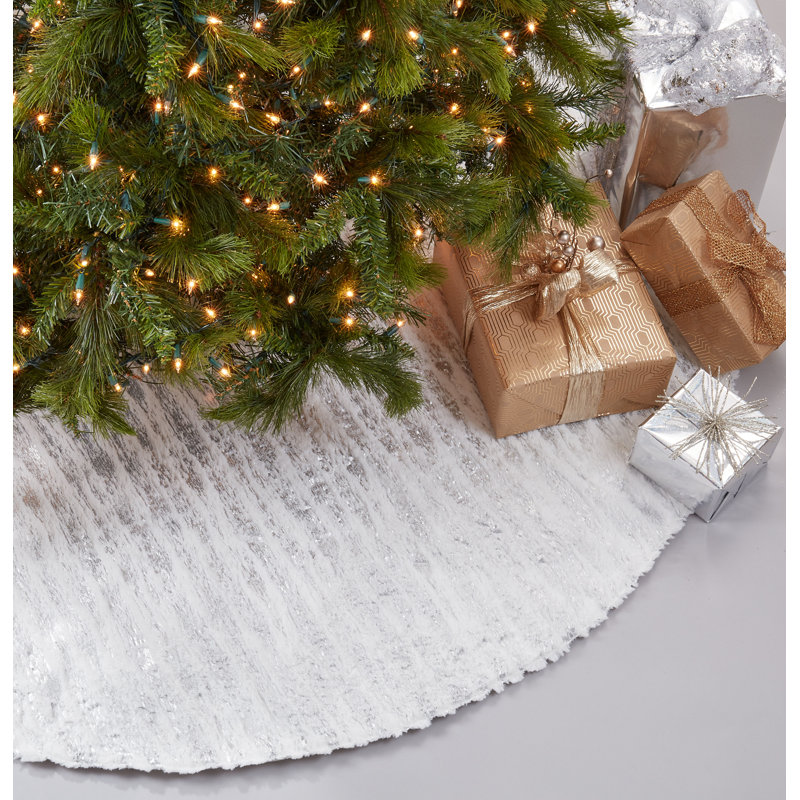 Jupe d'arbre de Noël en fausse fourrure, Argent