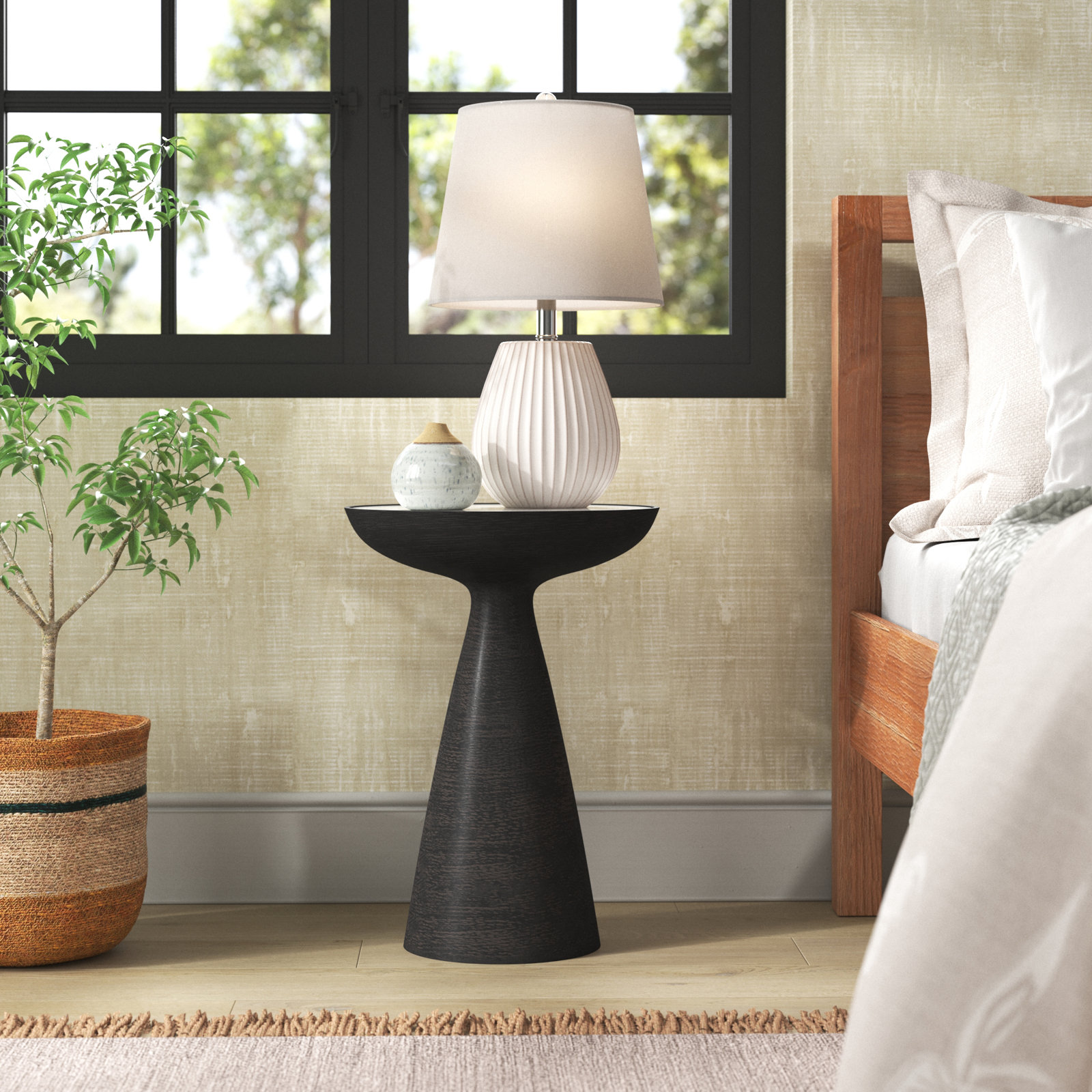 Baya 16" End Table, Ash Glass, Brushed Bronze