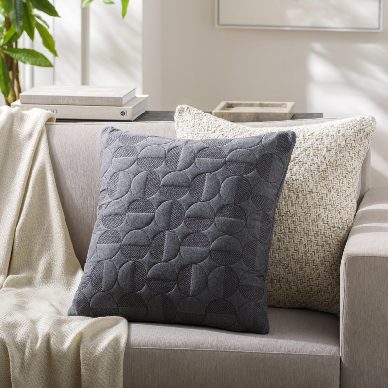 Coussin décoratif en coton, Gris anthracite, 20 po x 20 po, Housse de coussin seulement - sans coussin