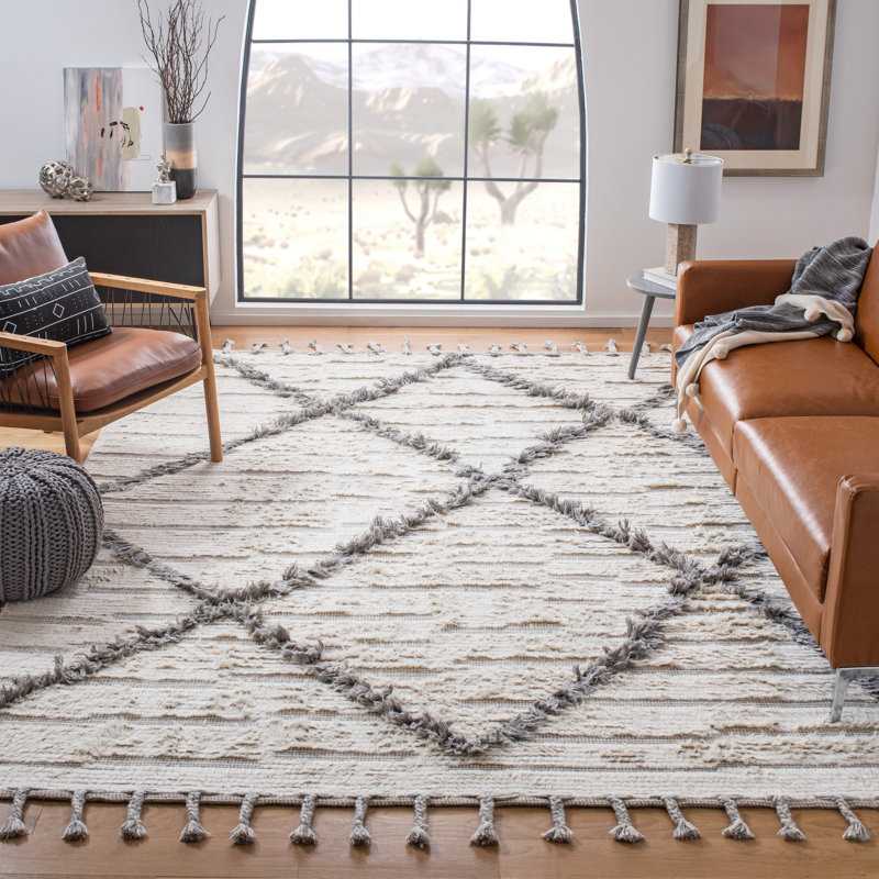 Tapis abstrait en laine tissé à la main Seybert, Rectangle 5 pi x 8 pi