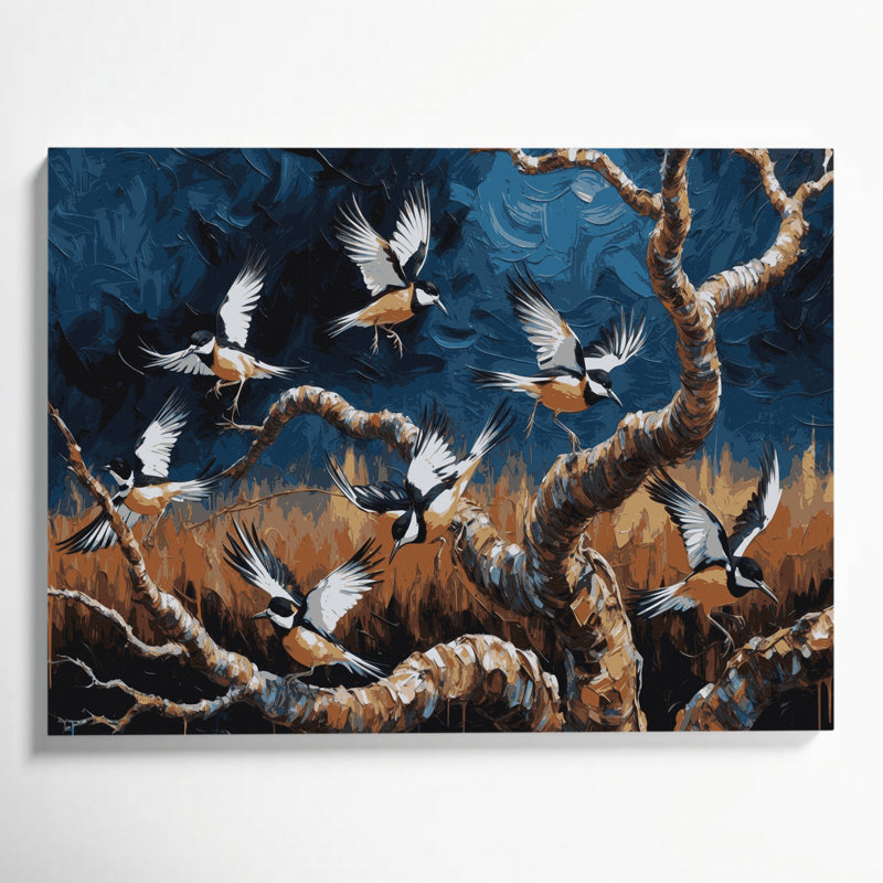 «Birds African Pied Wagtail», art mural sur toile, H 11 po x l 14 po