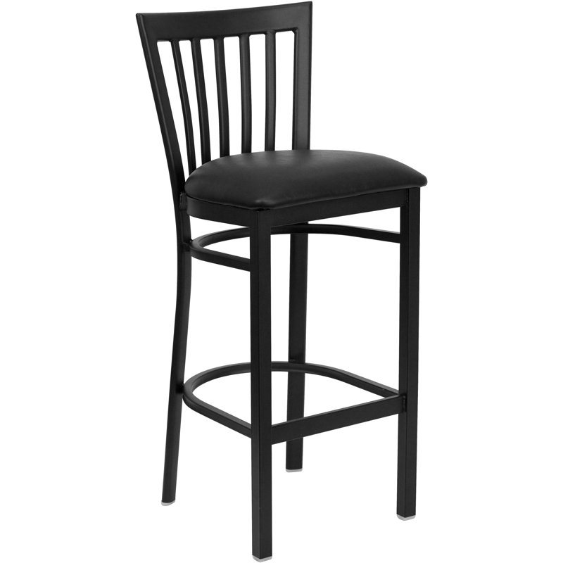 Lyman Counter Stool with Metal Frame, Black Vinyl, Bar Stool (29” Seat Height), 1