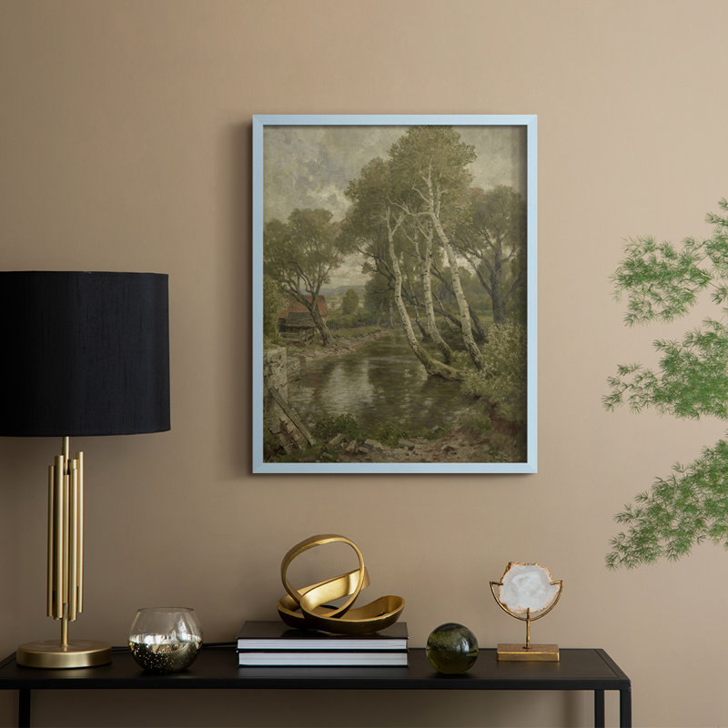 Reproduction encadrée vintage en bois massif CLxx III, Bleu, H 30 po x l 24 po