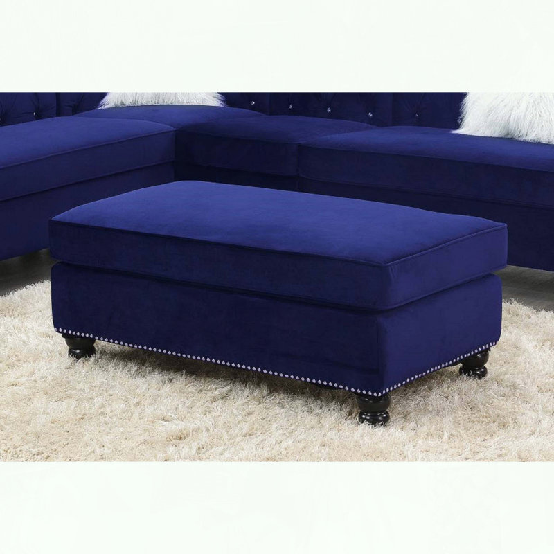 Repose-pieds cocktail XL avec velours et garniture cloutée