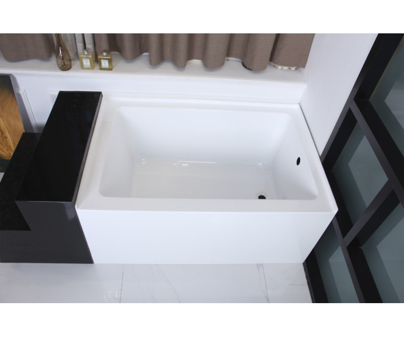 Kingston Brass Aqua Eden 48-Inch Acrylic Rectangular 3-Wall Alcove Tub, Drain Hole, Right