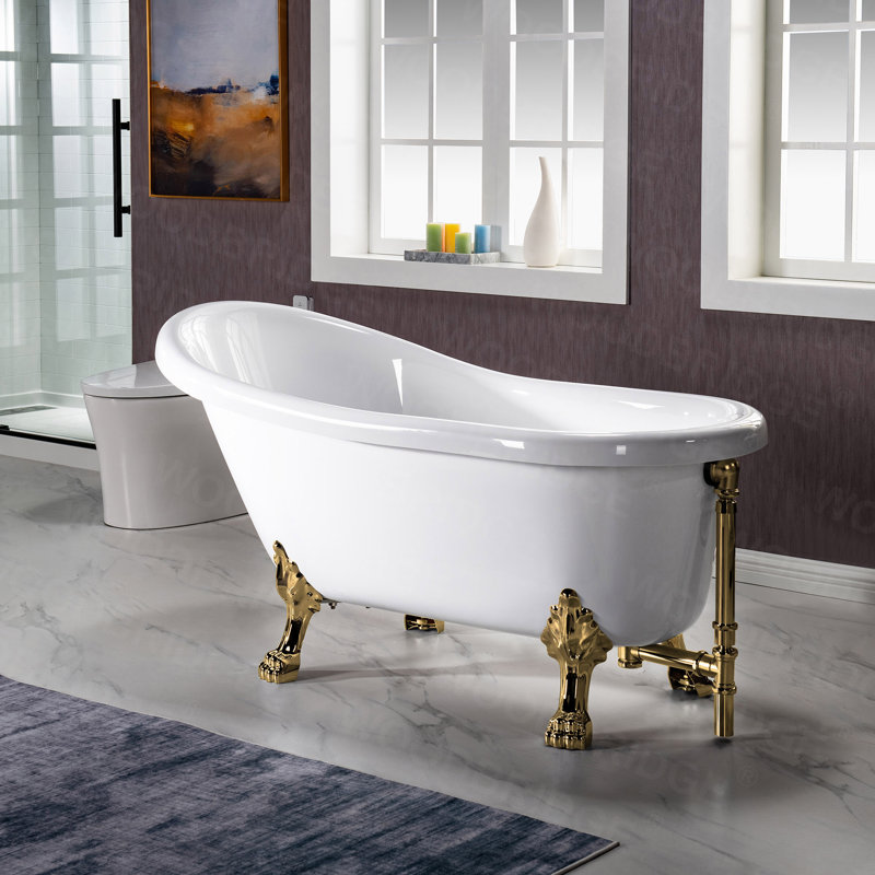 Baignoire de trempage sur pattes 59 "x 31" en acrylique, Or poli