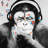 Monkey with Headphones Tablecloth - Black Indoor/Outdoor Decor