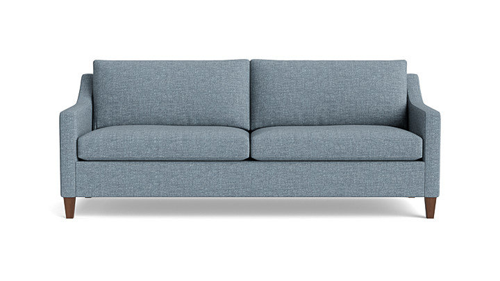 Vera Sofa (85"), Performance Weave - Carrot, Walnut Finish (Angled)